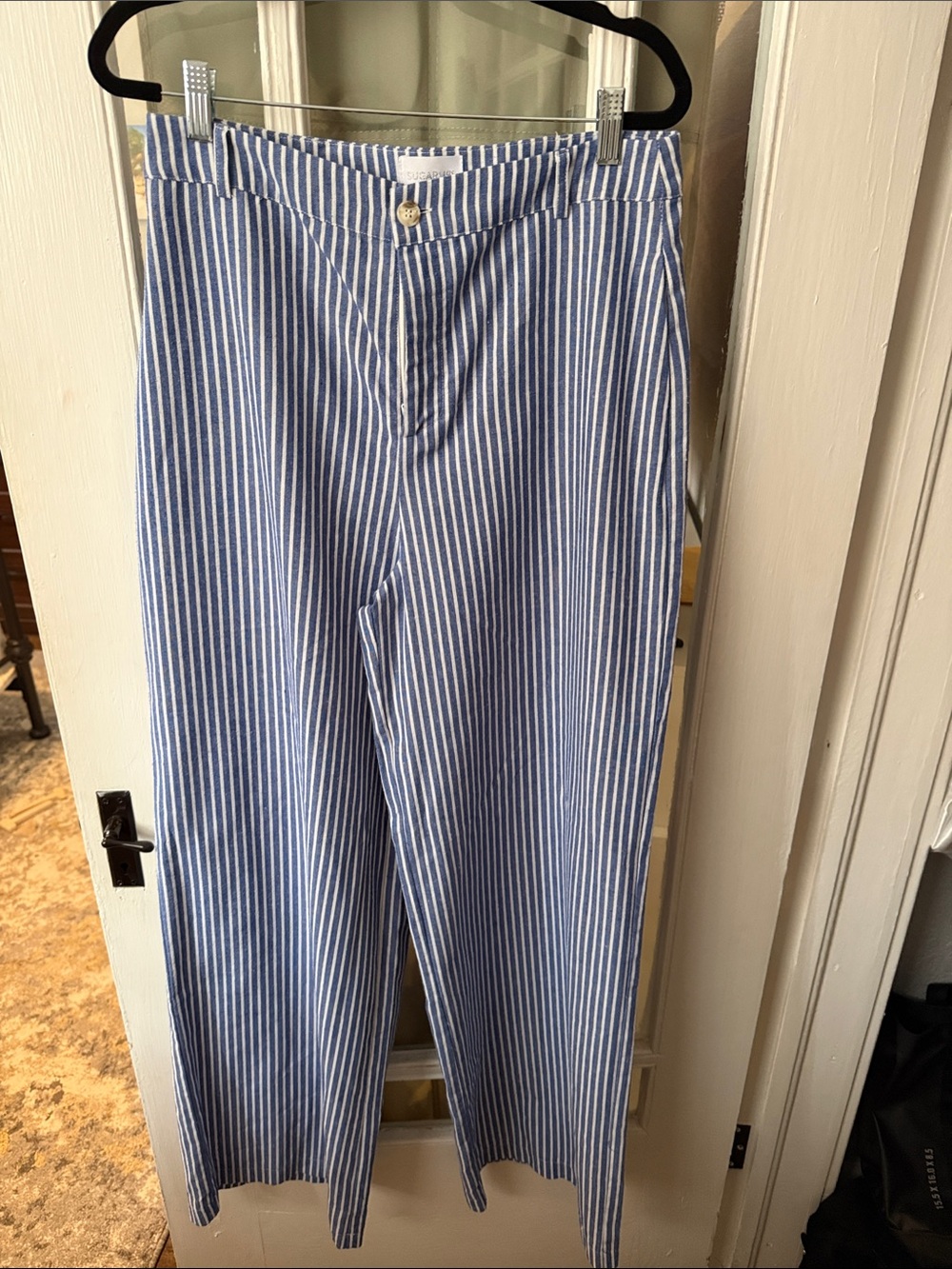 Blue and White Striped women’s Pants